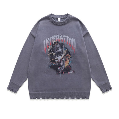 Women Sweater Vintage Printed Idle Style Knitwear