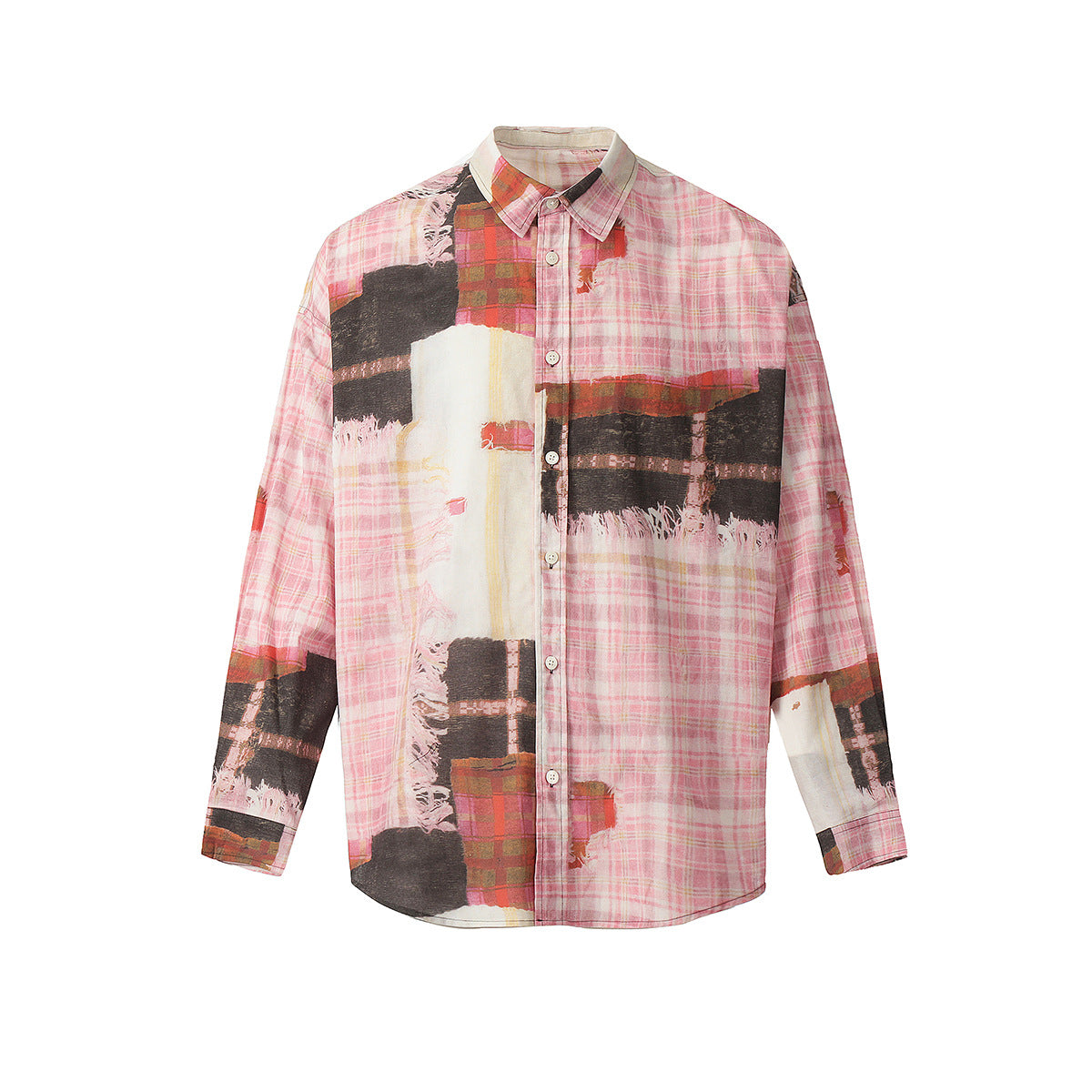 Unisex Shirts Plaid Loose Casual Long Sleeve Shirt