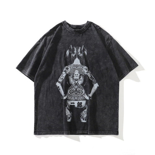 Men T-Shirt Retro T-shirt Summer Short Sleeve Men and Women Loose