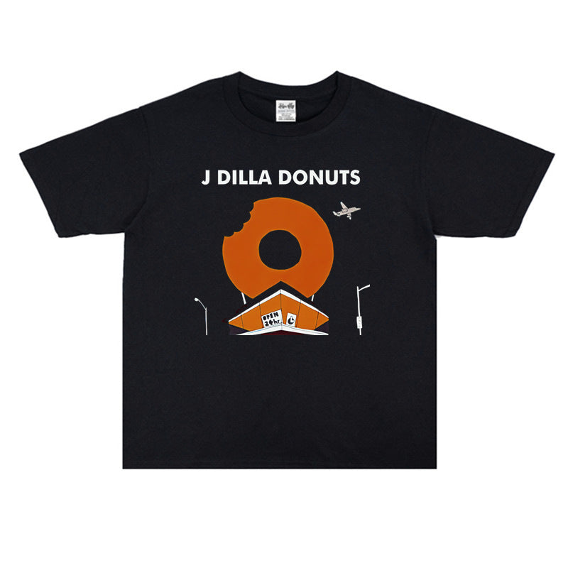 Rock Star T Shirt European and American Hip-Hop J. Dilla Jay Dee Washed Distressed T-shirt Short Sleeve Loose