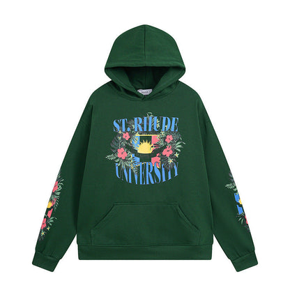 Rhude Hoodie Floral Letter Print Hooded Sweater