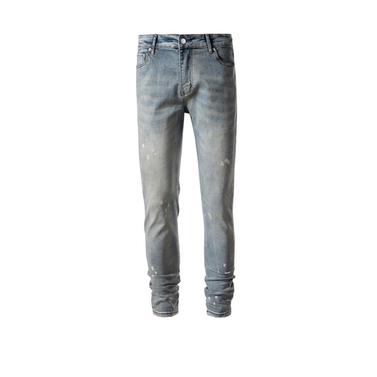 MIJKO Men's Vintage Pants MIJKO Men's Clothing Women's Spring and Summer Washing Water Old Trousers Men's and Women's Slim-Fit Jeans