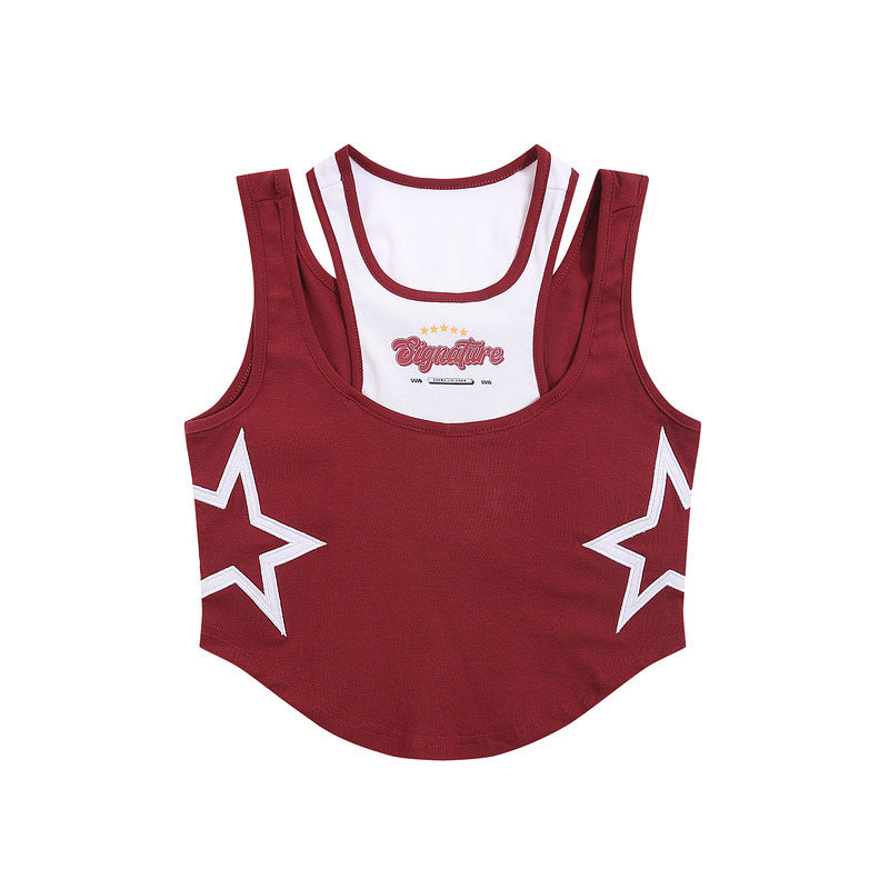 Women Vest XINGX Color Contrast Short Sling Top