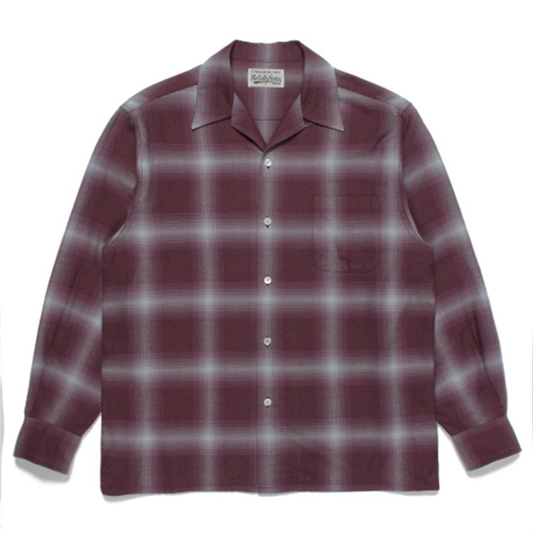 GUILTYPARTIES TIGER Shirts checked striped Hawaiian long-sleeved shirt