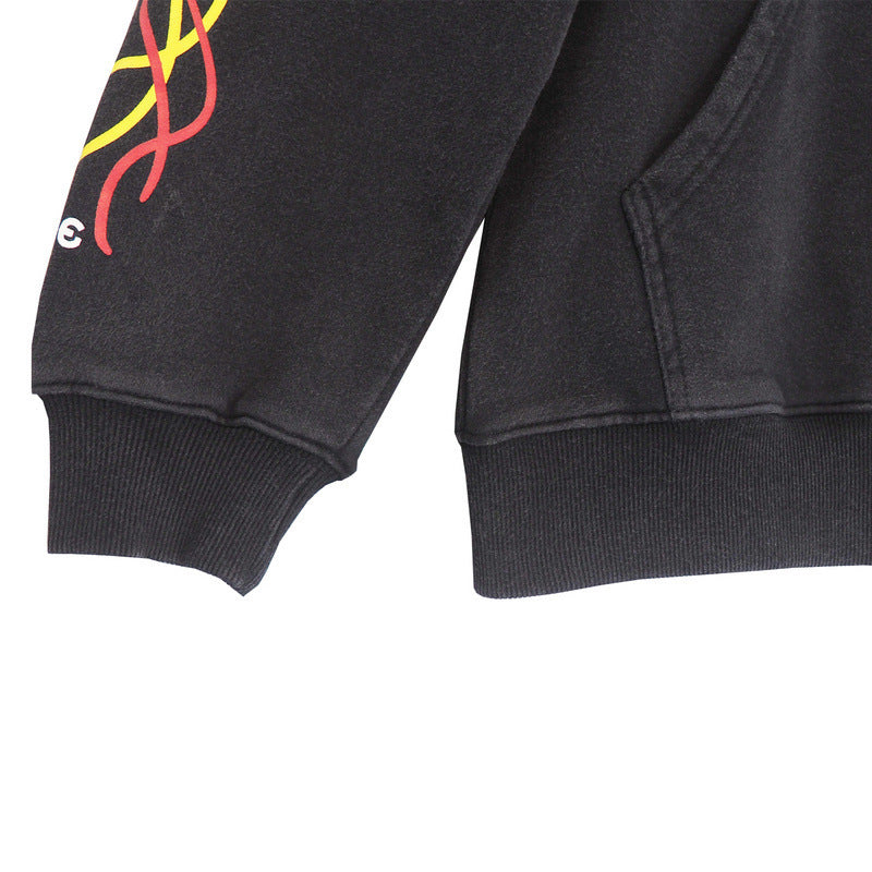 Rhude Hoodie Letter Design Washed Retro Hooded Sweater