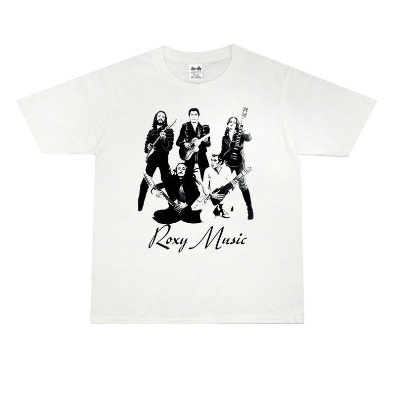 Rock Star T Shirt Roxy Music Locksey Music Band Character Washed Distressed T-shirt Loose Men and Women