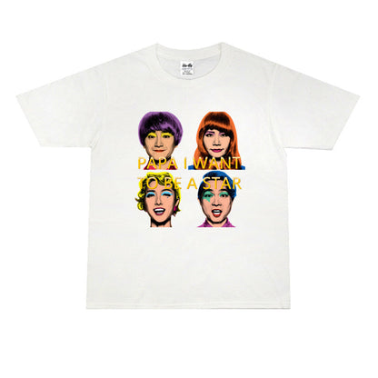 Rock Star T Shirt Wangfu Band Vintage Rock Street Style Short Sleeve Printed T-shirt Men and Women Loose