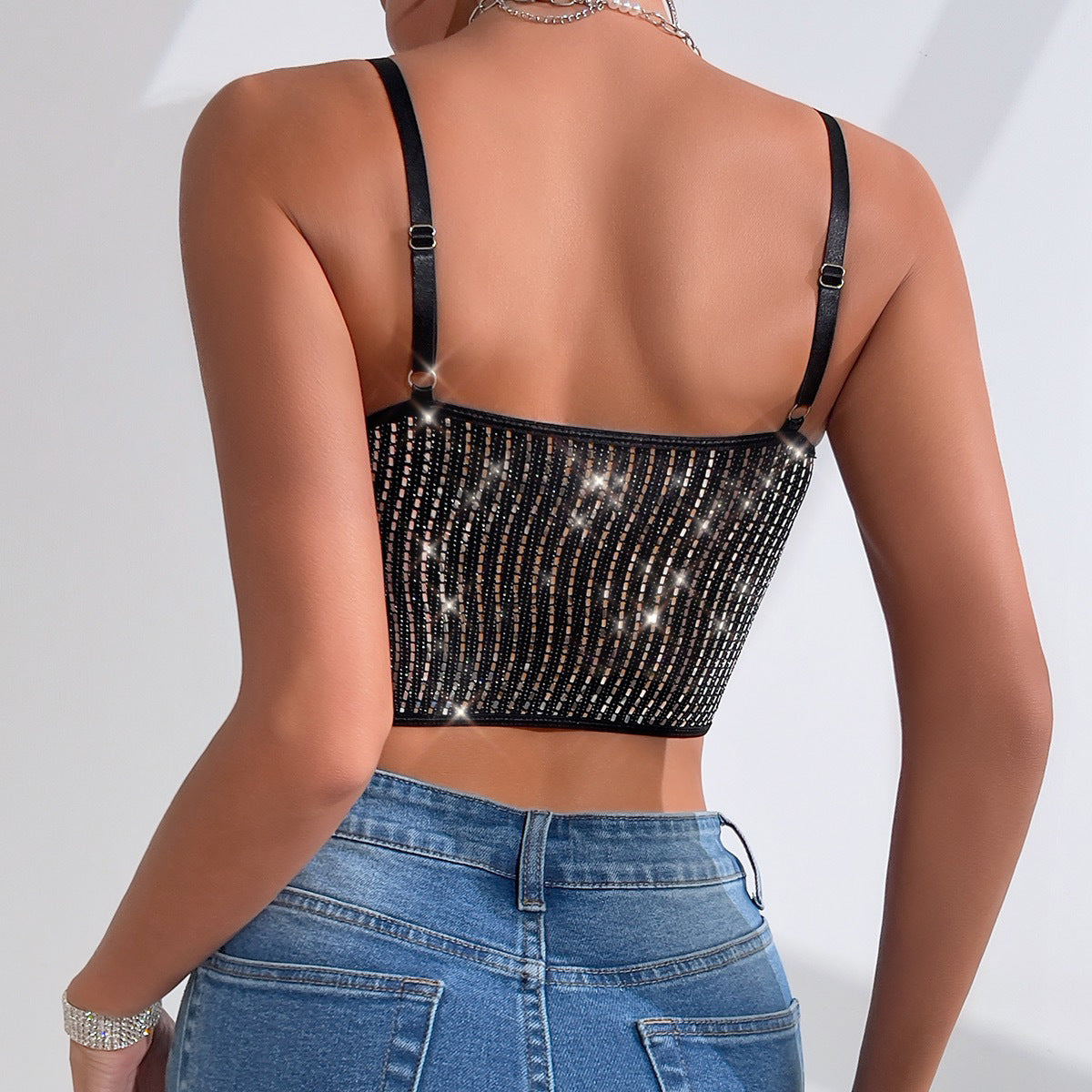 Women Party Tops Sexy Tassel Sequined Suspender Vest