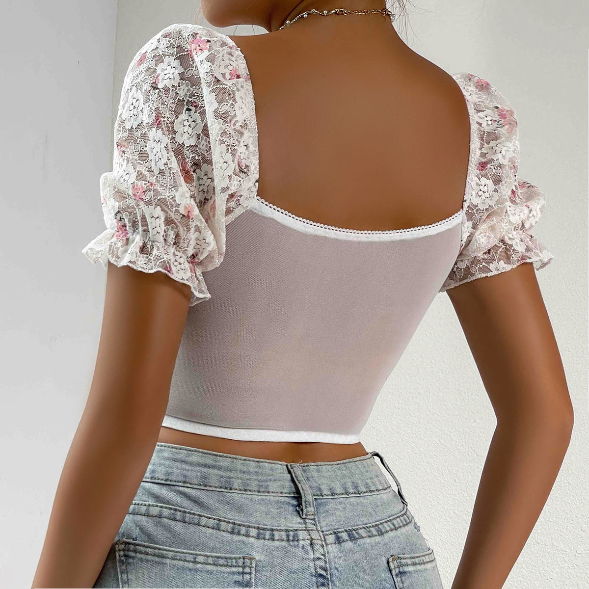 Women Party Tops Lace Short Sleeve Top Vest