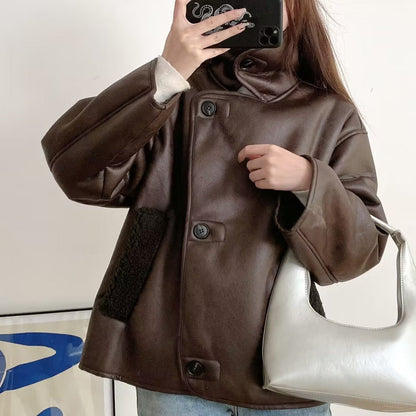 Women Cotton Coat Fashion Loose Jacket Leather