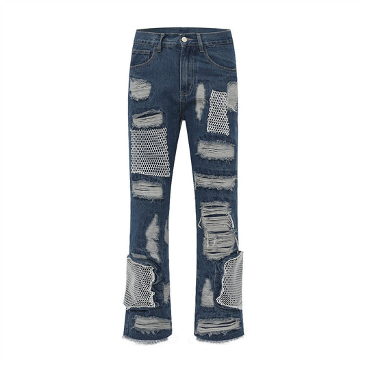 Men Jeans Ripped Punk Loose Burrs