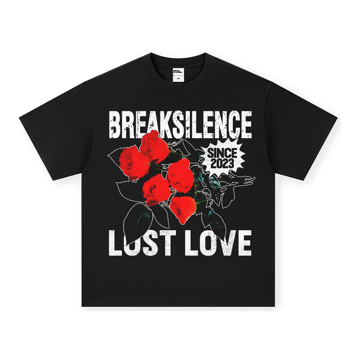 Vintage T-shirts Rose Print Men's and Women's Short Sleeve T-Shirts Loose