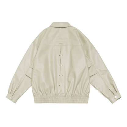 Men Jacket Coat Motorcycle Clothing Leather Coat Men's Loose Pu Leather Jacket Spring and Autumn