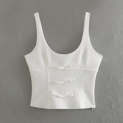 Women Tops Summer Bow Top Backless Sexy Vest