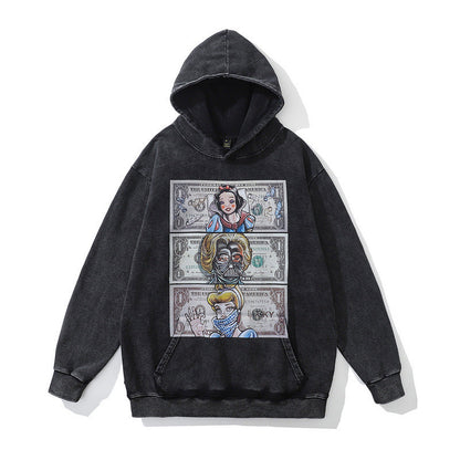Men Hoodie Hiphop Hip Hop Worn Looking Washed-out Hooded Sweater