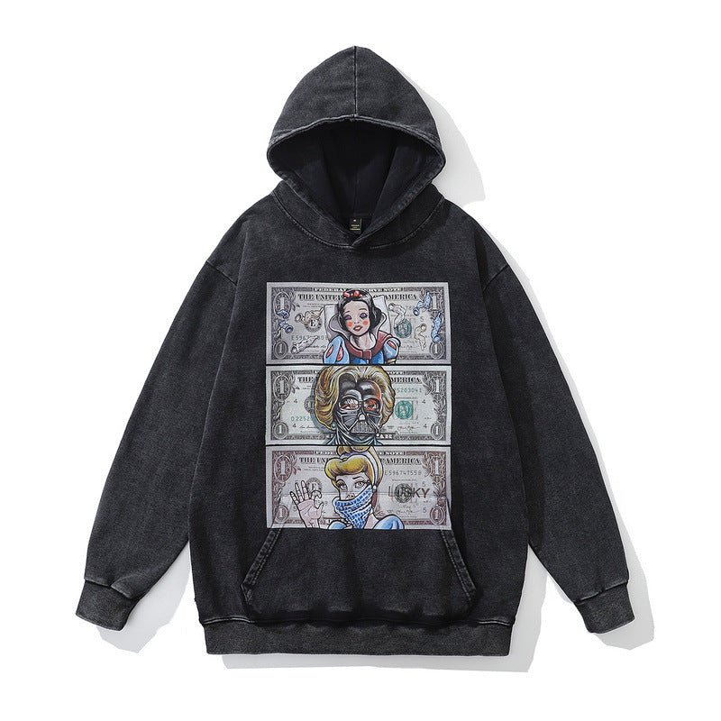 Men Hoodie Hip Hop Printed Hoodie Cartoon Men and Women Casual Loose