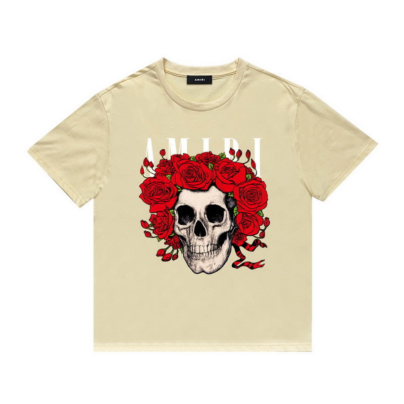 Amiri T Shirt Printed Casual Hip Hop round Neck Short Sleeve T-shirt