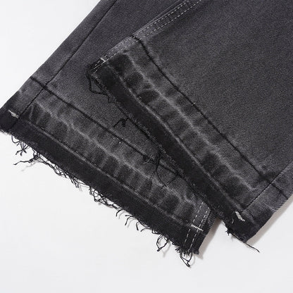 Men Jeans Vintage Baggy Pants-Foot Frayed Edges