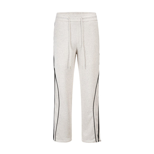 Men Sweatpants Sports Casual Pants Side Striped Stitching Elastic Waist Straight Sweatpants Loose Trousers