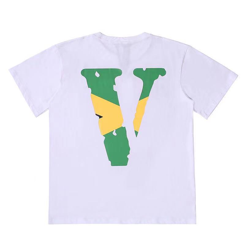 Vlone T Shirts Large V Printed Loose Couple Short Sleeve Men's and Women's T-shirt behind Flame Limit