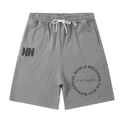 Men Shorts Hiphop Vintage Flame Print Sports Shorts