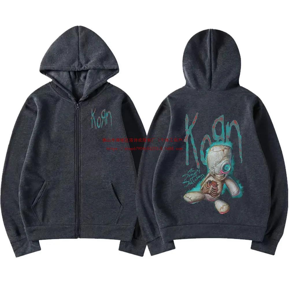 Korn Issues Rock Band Zipper Hoodie Men's Vintage Metal Goth