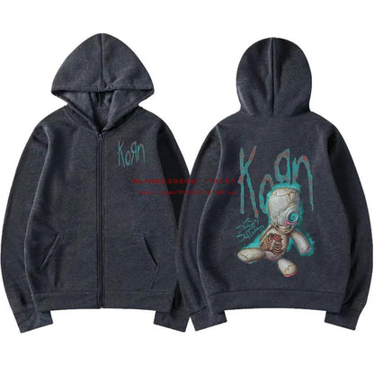 Korn Issues Rock Band Zipper Hoodie Men's Vintage Metal Goth