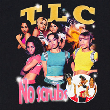 Rock Star T Shirt Tlc Band No Scrubs R & B Personality Street Printed Crew Neck T-shirt Short Sleeves Loose Cotton