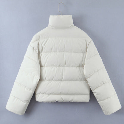 Women Cotton Coat Stand Collar Zipper Thickening Warm and Loose