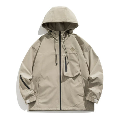 Men Jacket Coat Shell Jacket Men's Spring and Autumn Outdoor Hooded Jacket Vibe
