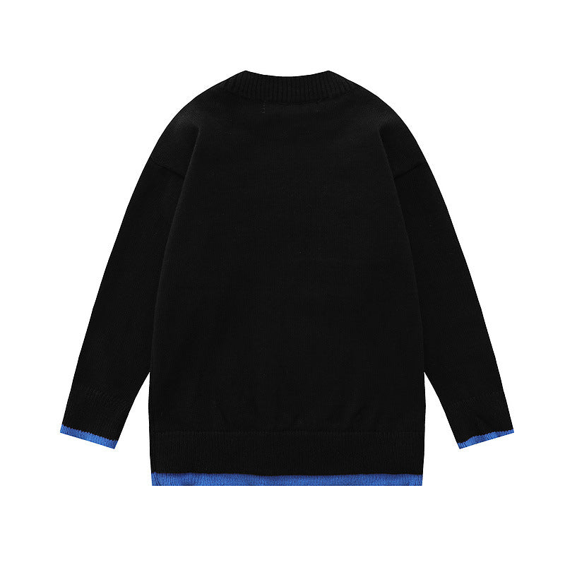 Women Sweater Vintage Fake Two-Piece Knitted Sweaters Sweater Idle Style