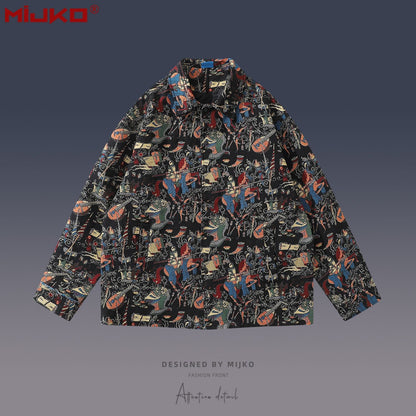 MIJKO Mens Jacket Embroidered Mainstream Fashion Jacket Windbreaker