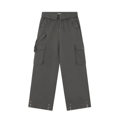 Men Sweatpants Casual Pants Men's Multi-Pocket Loose Straight-Leg Wide-Leg Pants