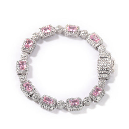 Bracelet Gold Plated Copper Inlaid Zircon Hip Hop Bracelet ins Spectrum St. Valentine's