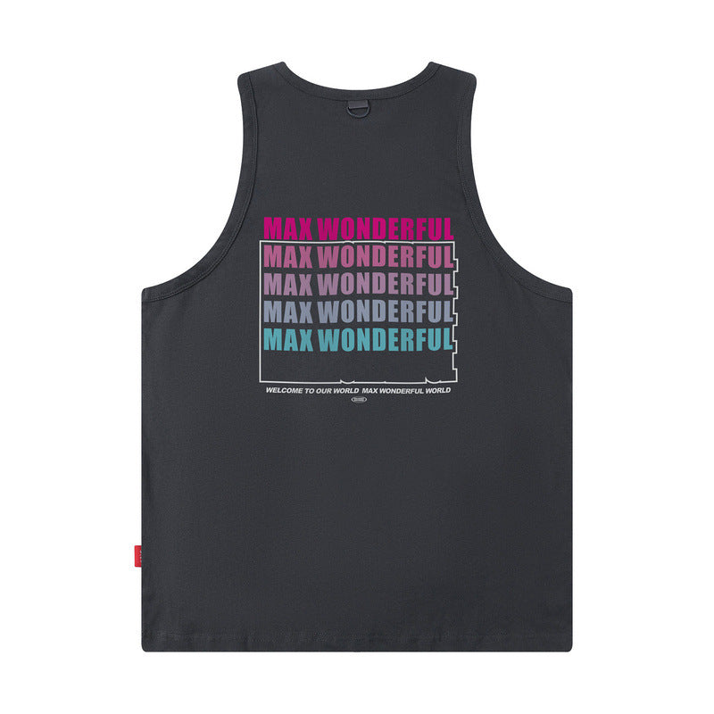 Men Vest Letter Print Vest Hip Hop Oversize Sleeveless T-shirt