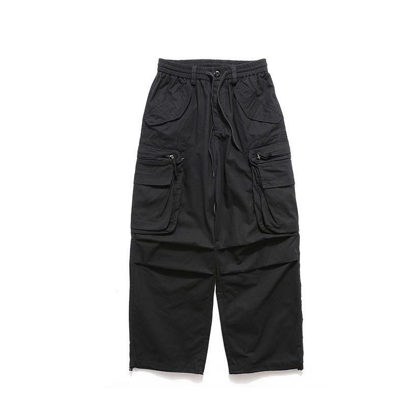Cargo Pants Large Pocket Solid Color Mechanical Style Casual
