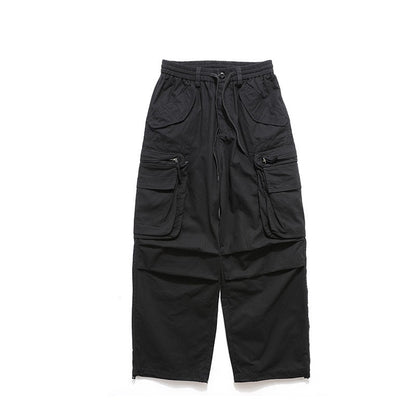 Cargo Pants Large Pocket Solid Color Mechanical Style Casual