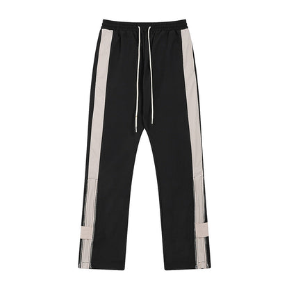 Men Sweatpants Side Zipper Straight-Leg Trousers Men's Sports Casual Pants