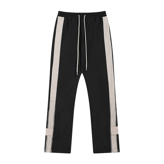 Men Sweatpants Side Zipper Straight-Leg Trousers Men's Sports Casual Pants