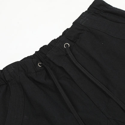 Men Sweatpants Pleated Casual Pants Men's Pocket Straight-Leg Trousers Drawstring Jogger Pants