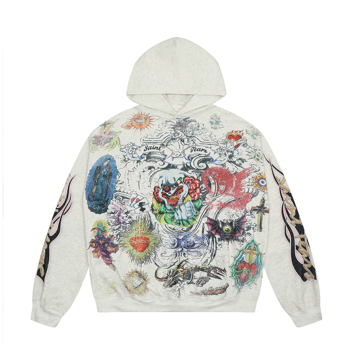 Unisex Hoodies Saint Michael Abstract Painted Graffiti Casual Loose Hoodie