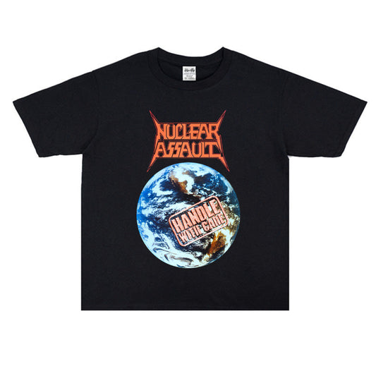 Rock Star T Shirt Nuclear Assault Nuclear Attack Band Printed T-shirt Short Sleeve