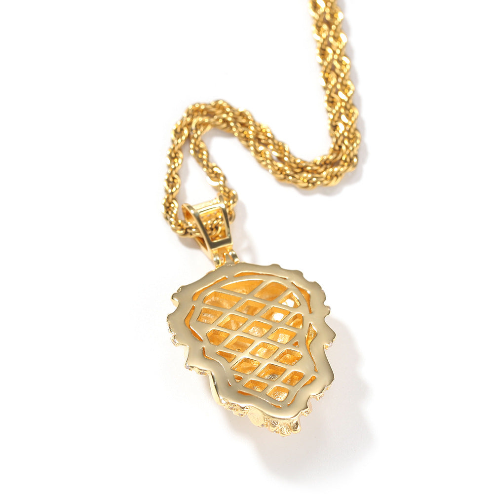 Jewelry Three-dimensional Copper with Zircon Personality Lion Head Pendant Animal Spectrum Far East
