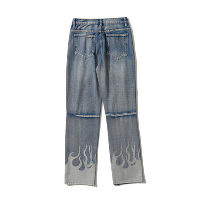 Men Jeans Spray Paint Ripped Trendy Hip Hop Popular