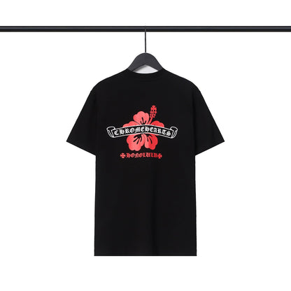 CHH Chrome Heart T Shirts CH Flower Sanskrit Casual Short Sleeve T-Shirt Loose