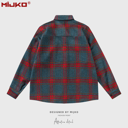MIJKO Mens Jacket Plaid Unisex Jacket