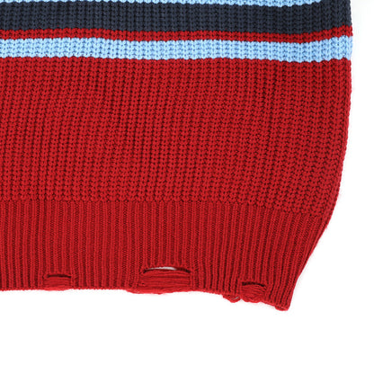 Men Sweater Striped Pullover Sweater with Hat Retro Tatted