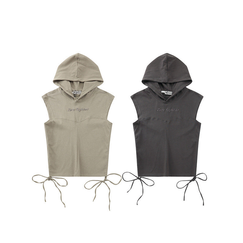 Men T-Shirt Hooded Sleeveless Top