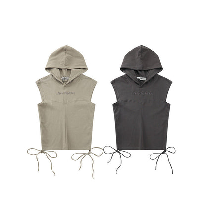 Men T-Shirt Hooded Sleeveless Top