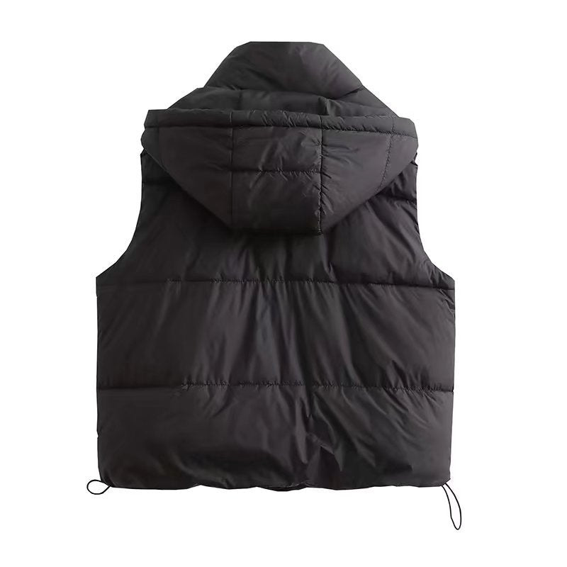 Women Cotton Coat Vest Loose Hooded Coat